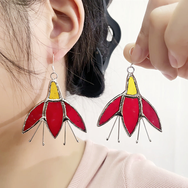 Pre-Cut Flower Ear Ring Stained Glass DIY