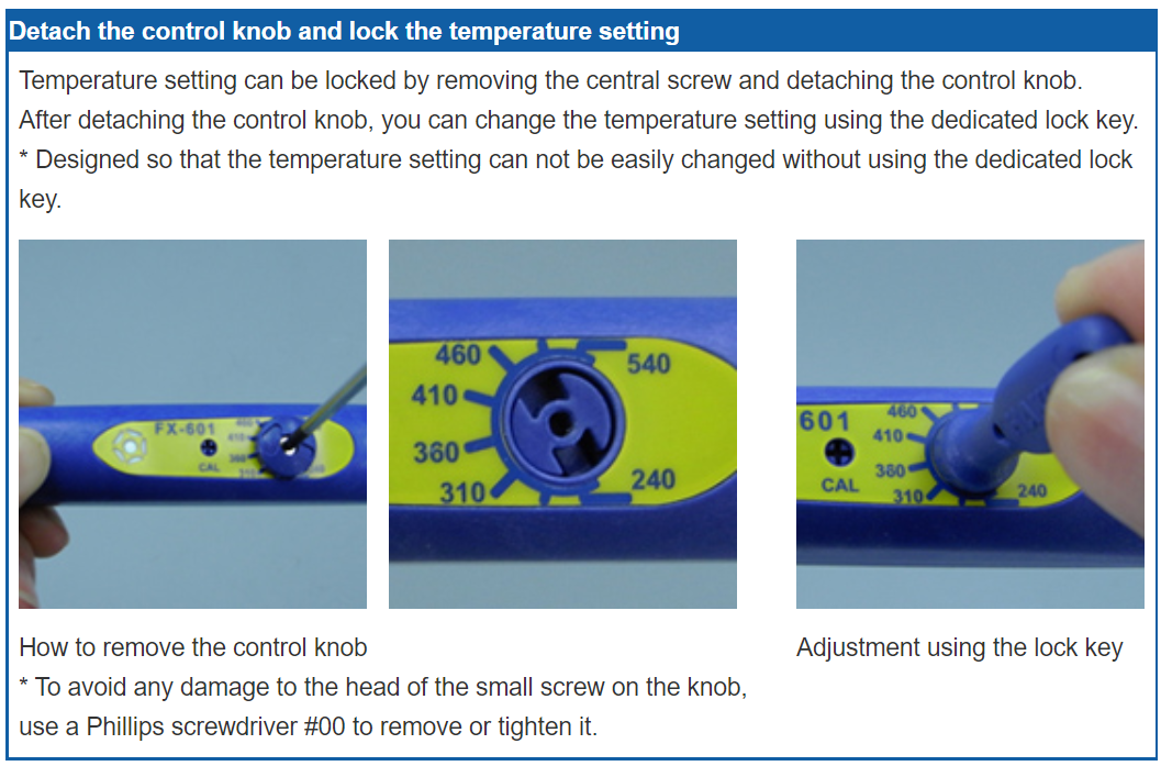Hakko_ FX-601 Temperature Adjustable Soldering Iron_ Control knob for temperature setting adjustments